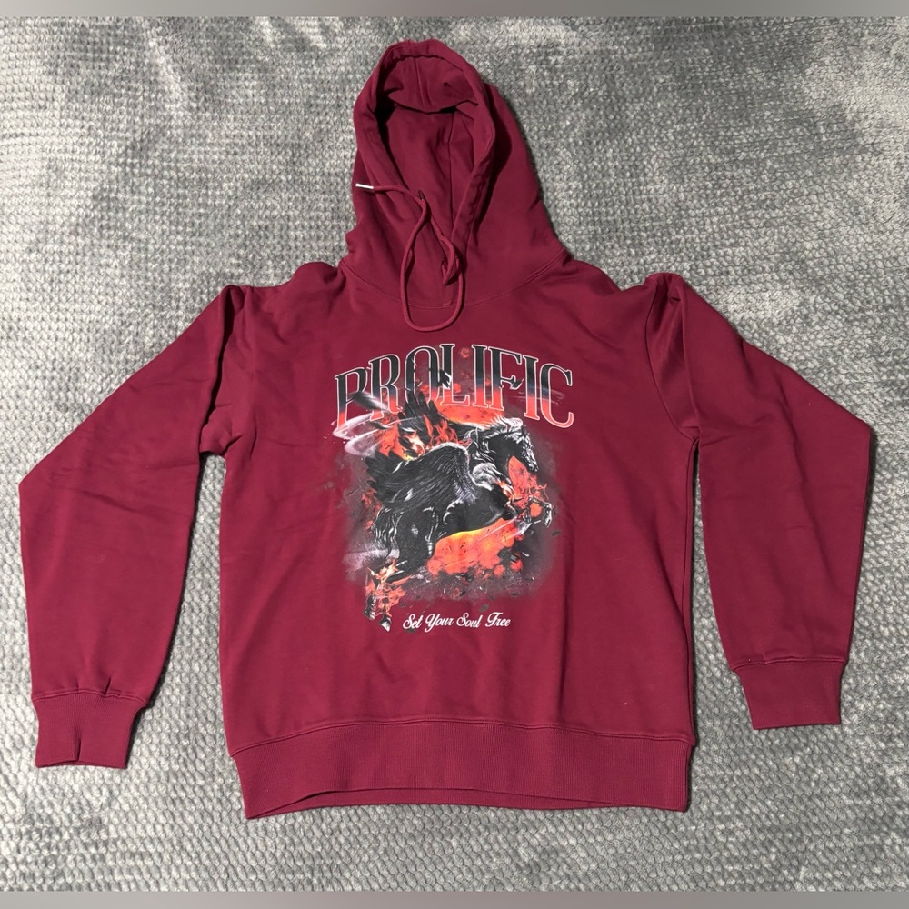 Prolific Men's Burgundy Hoodie Sweater Size M